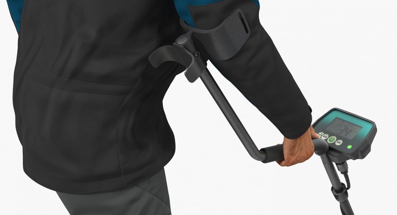 Man with Metal Detector Rigged for Cinema 4D 3D model