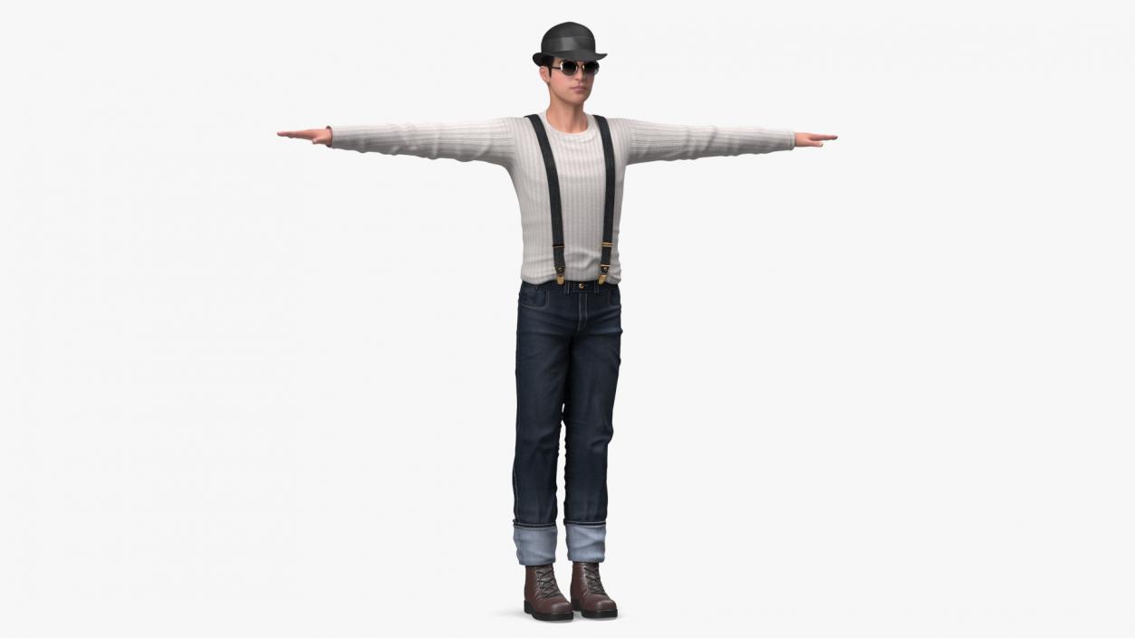 3D model Fashionable Chinese Man Rigged