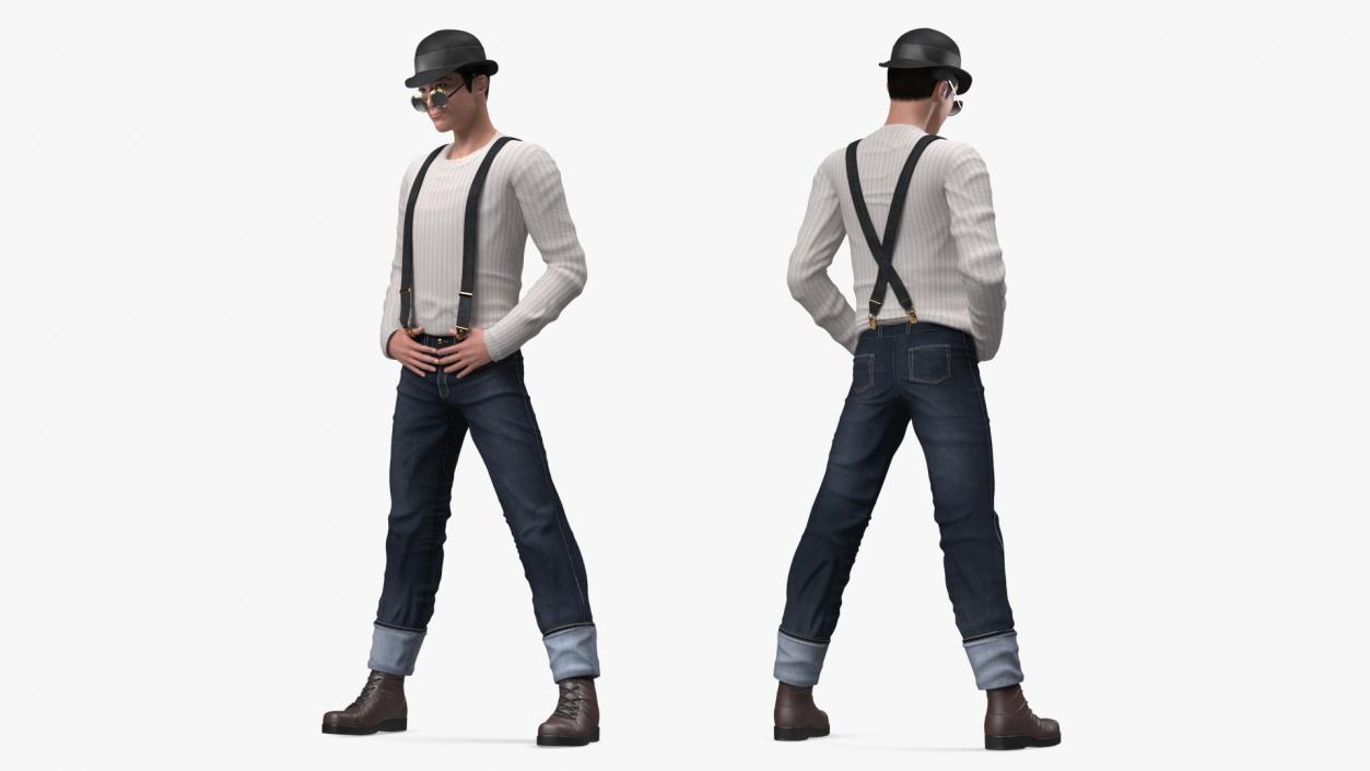 3D model Fashionable Chinese Man Rigged