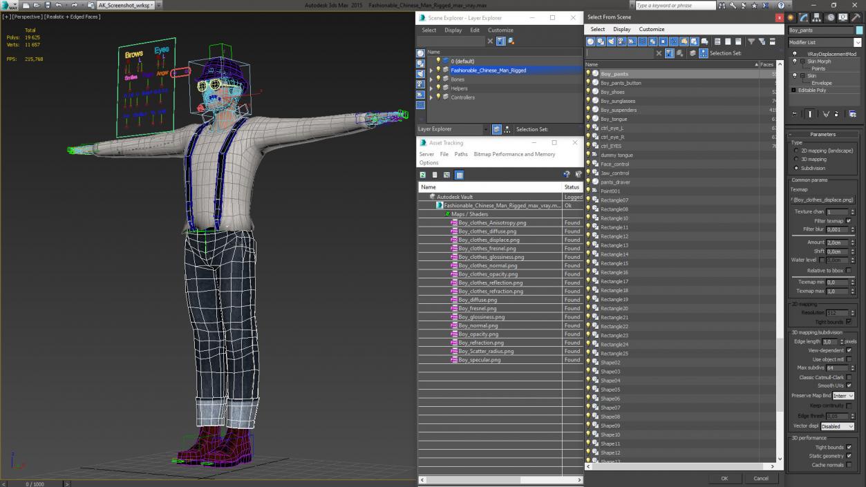 3D model Fashionable Chinese Man Rigged