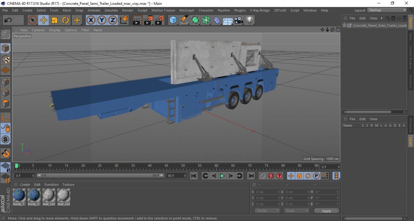 Concrete Panel Semi Trailer Loaded 3D model