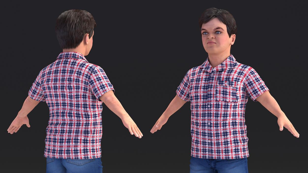 Dwarf Man Wearing Casual Clothes A-pose 3D model