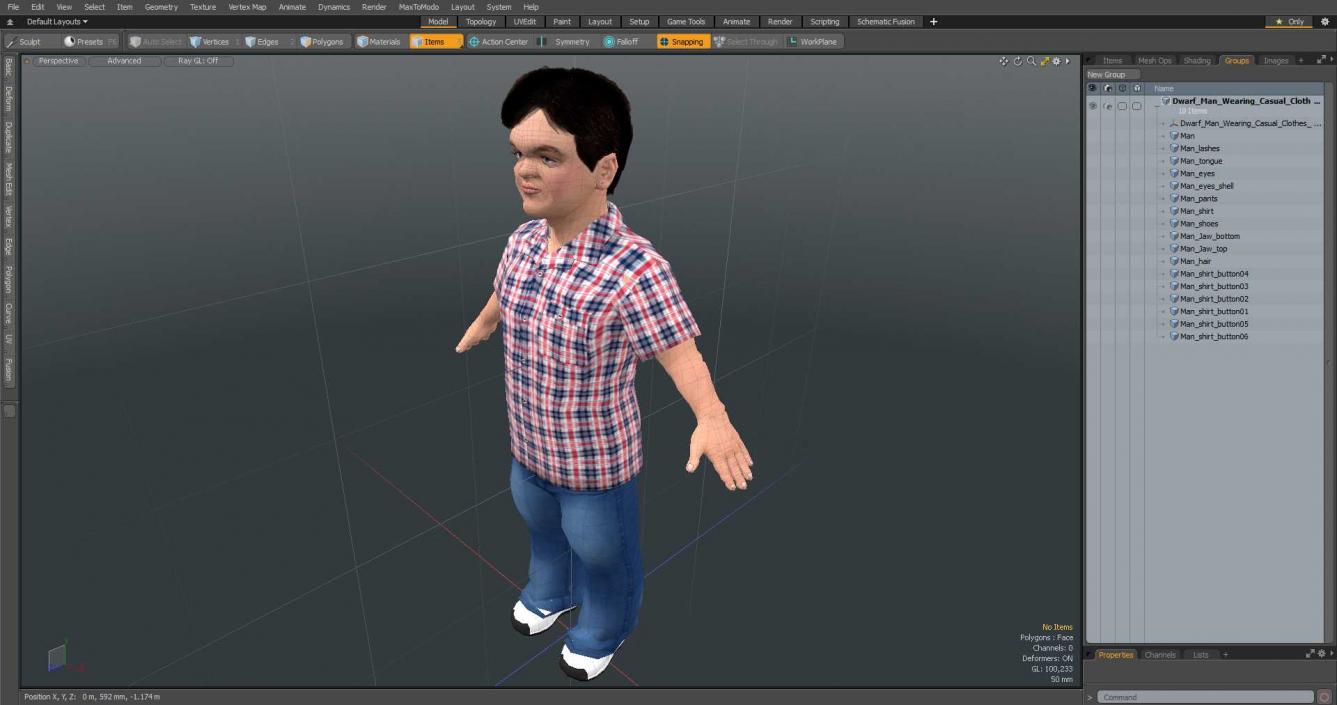 Dwarf Man Wearing Casual Clothes A-pose 3D model