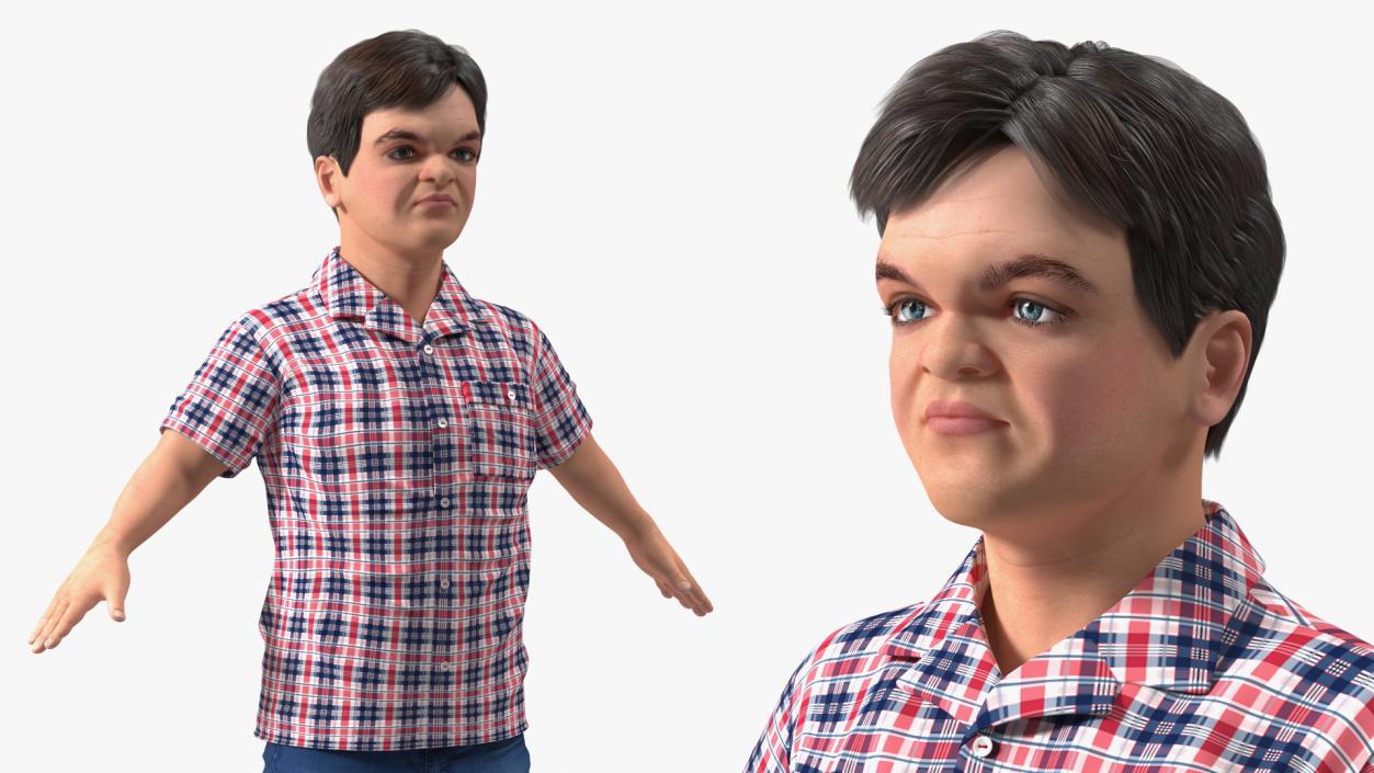 Dwarf Man Wearing Casual Clothes A-pose 3D model