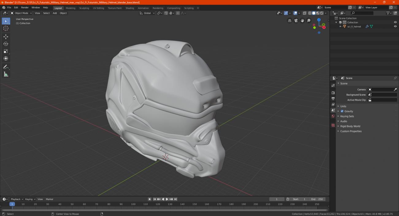 3D Sci Fi Futuristic Military Helmet model