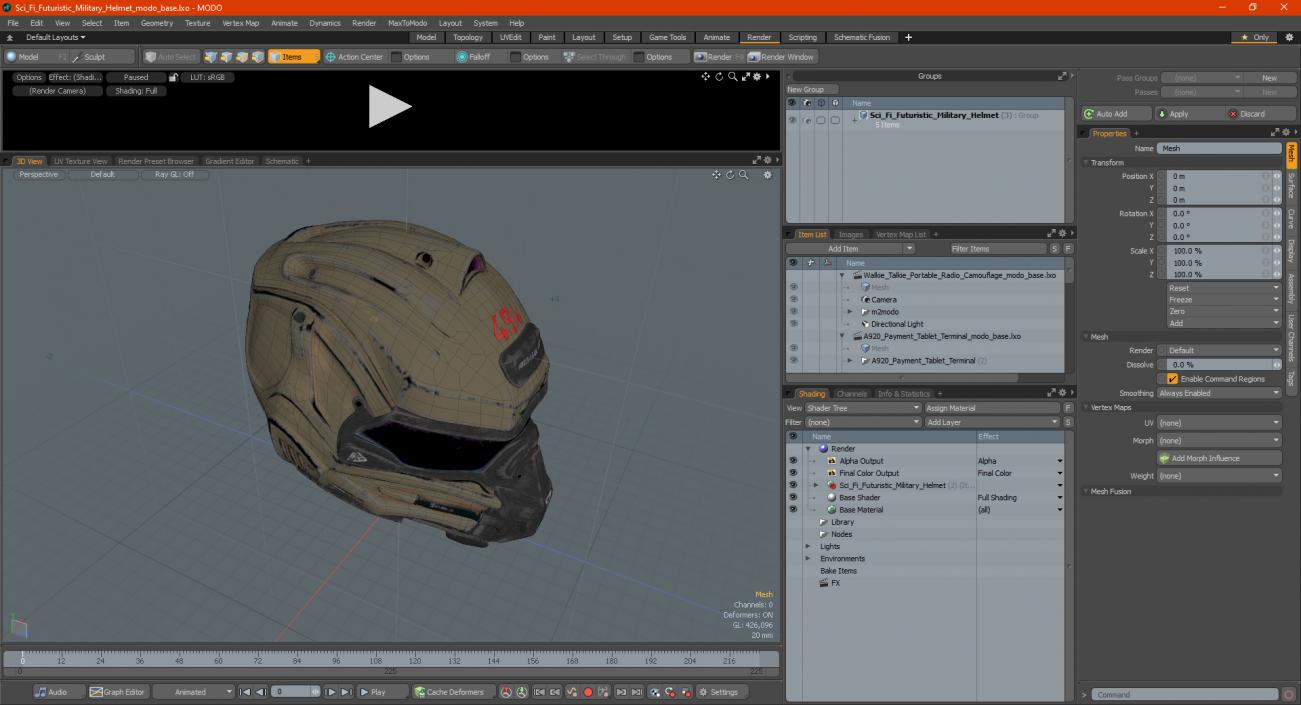 3D Sci Fi Futuristic Military Helmet model