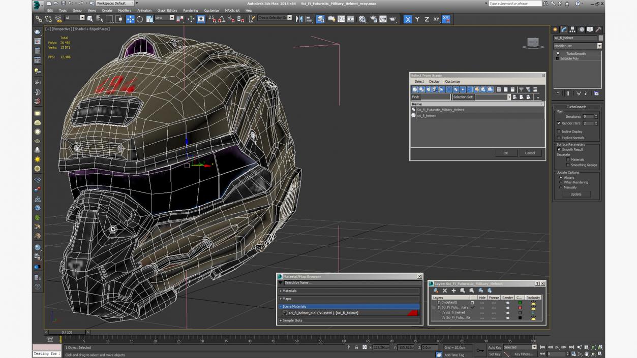 3D Sci Fi Futuristic Military Helmet model