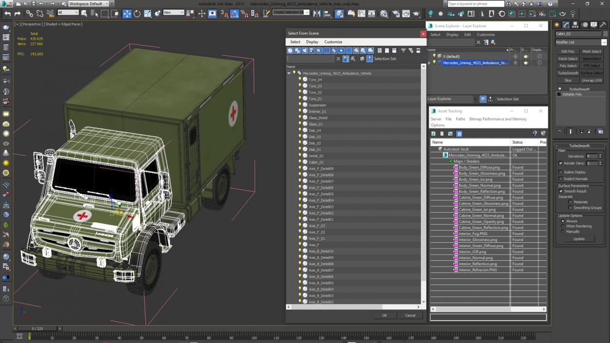 3D Mercedes Unimog 4023 Ambulance Vehicle model