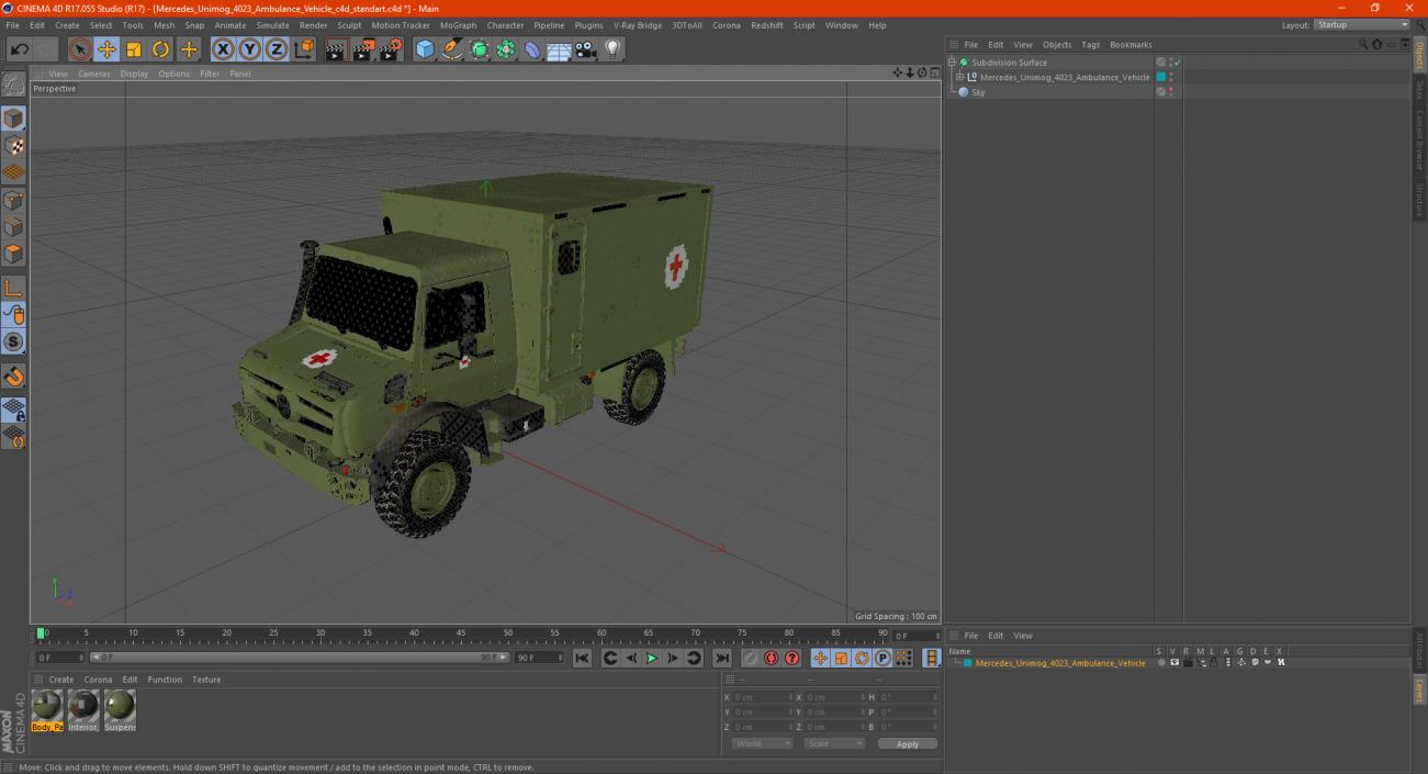 3D Mercedes Unimog 4023 Ambulance Vehicle model