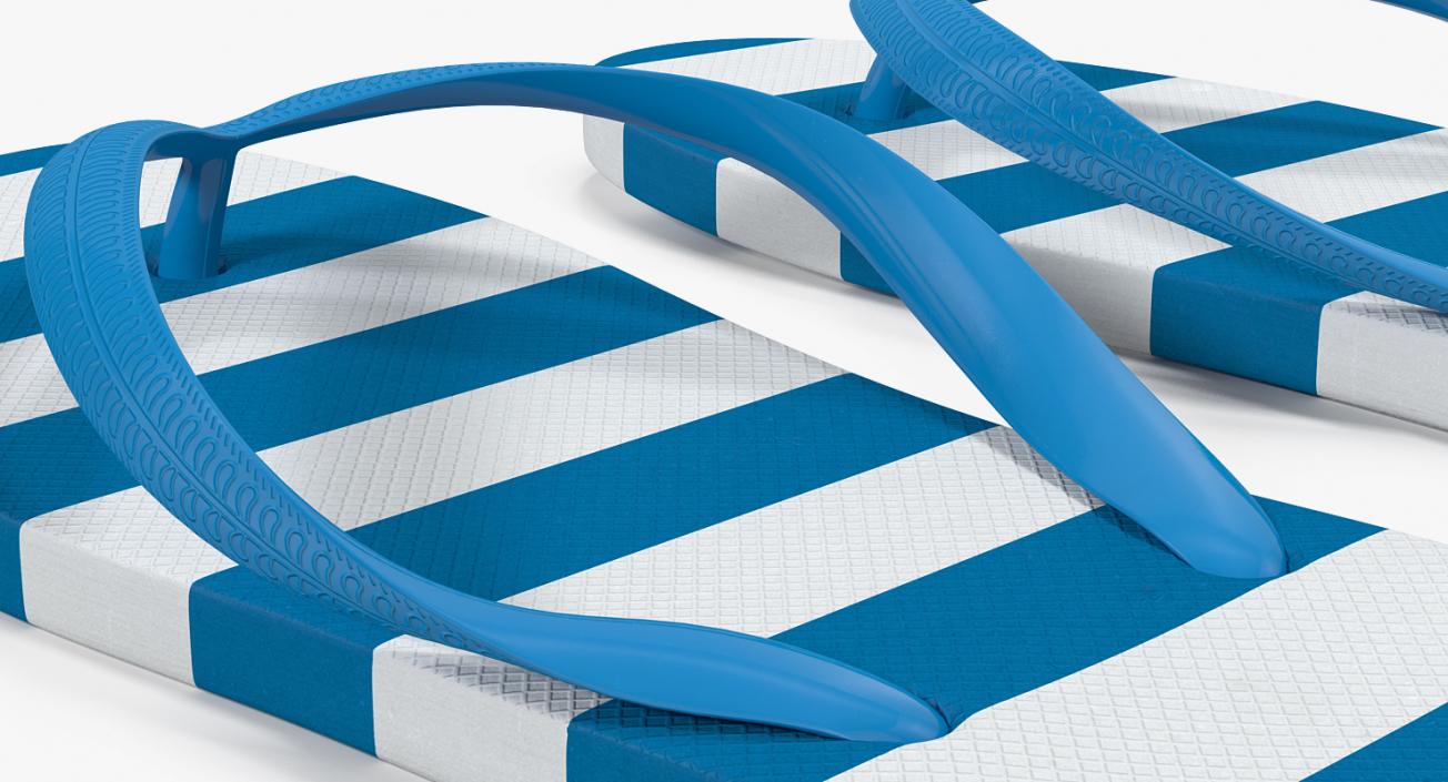 Unisex Blue and White Flip Flops 3D