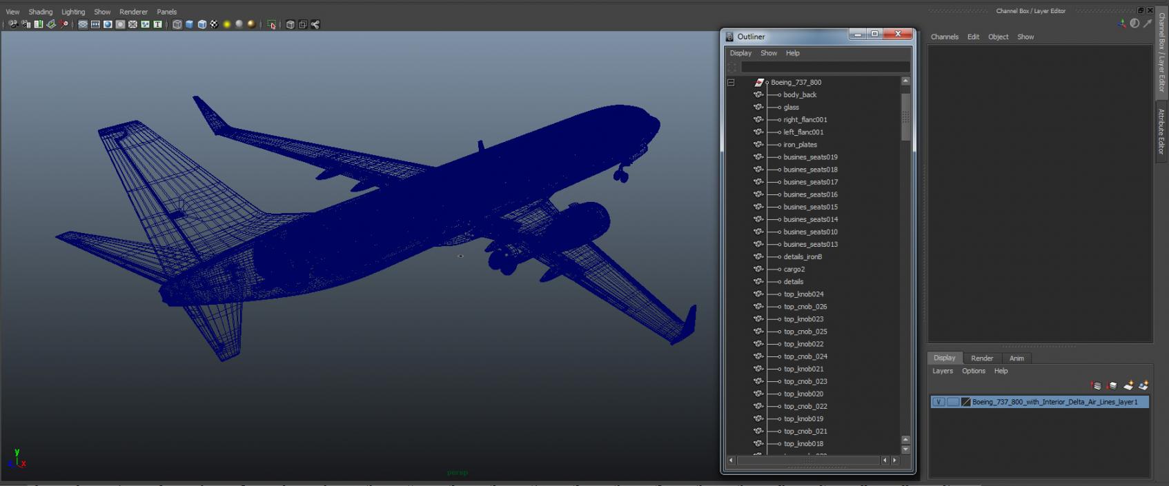 Boeing 737-800 with Interior Delta Air Lines 3D model