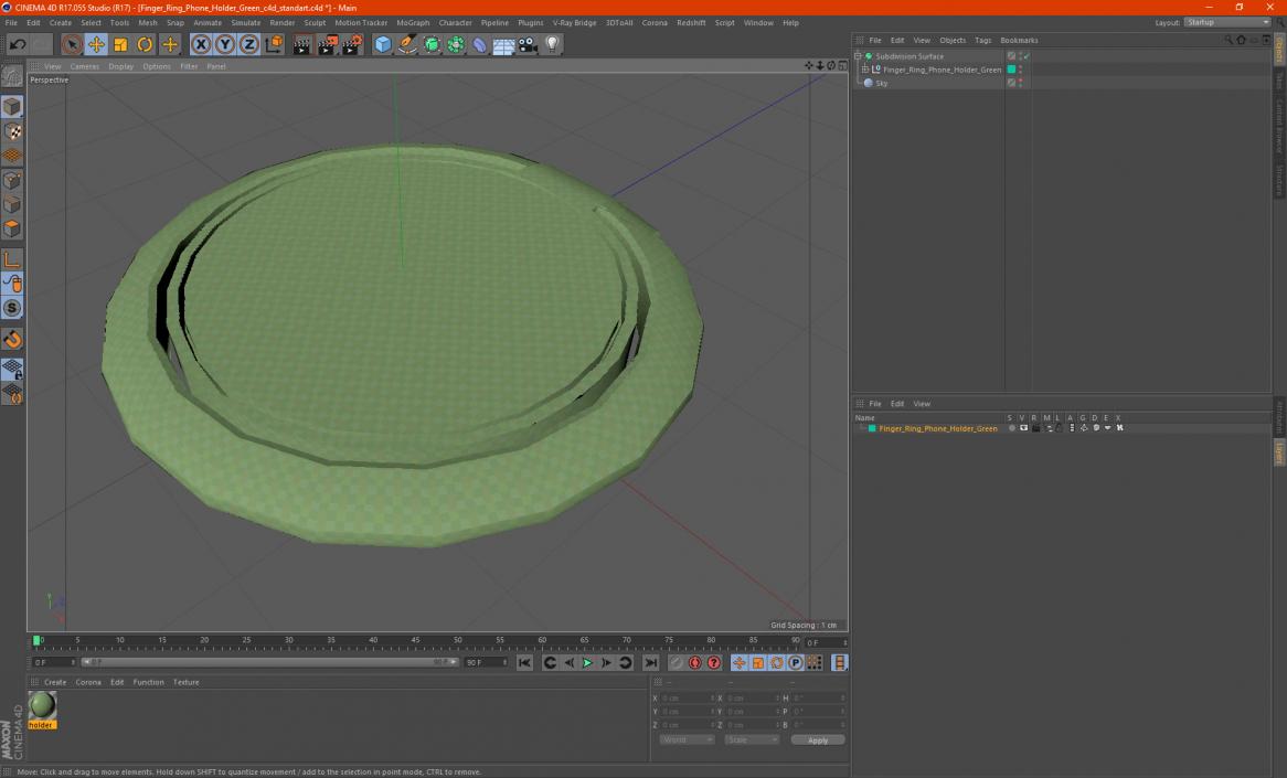 3D model Finger Ring Phone Holder Green