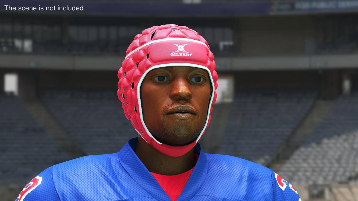 3D Rugby Helmet on African American Man Head