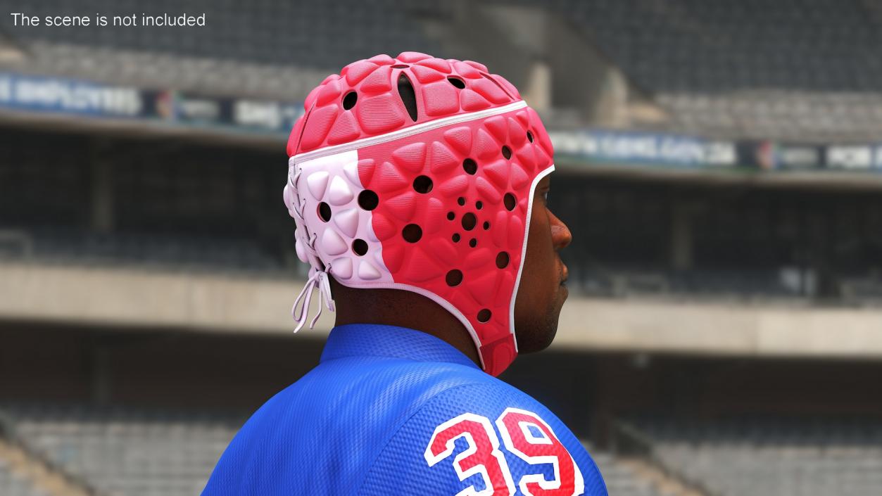 3D Rugby Helmet on African American Man Head