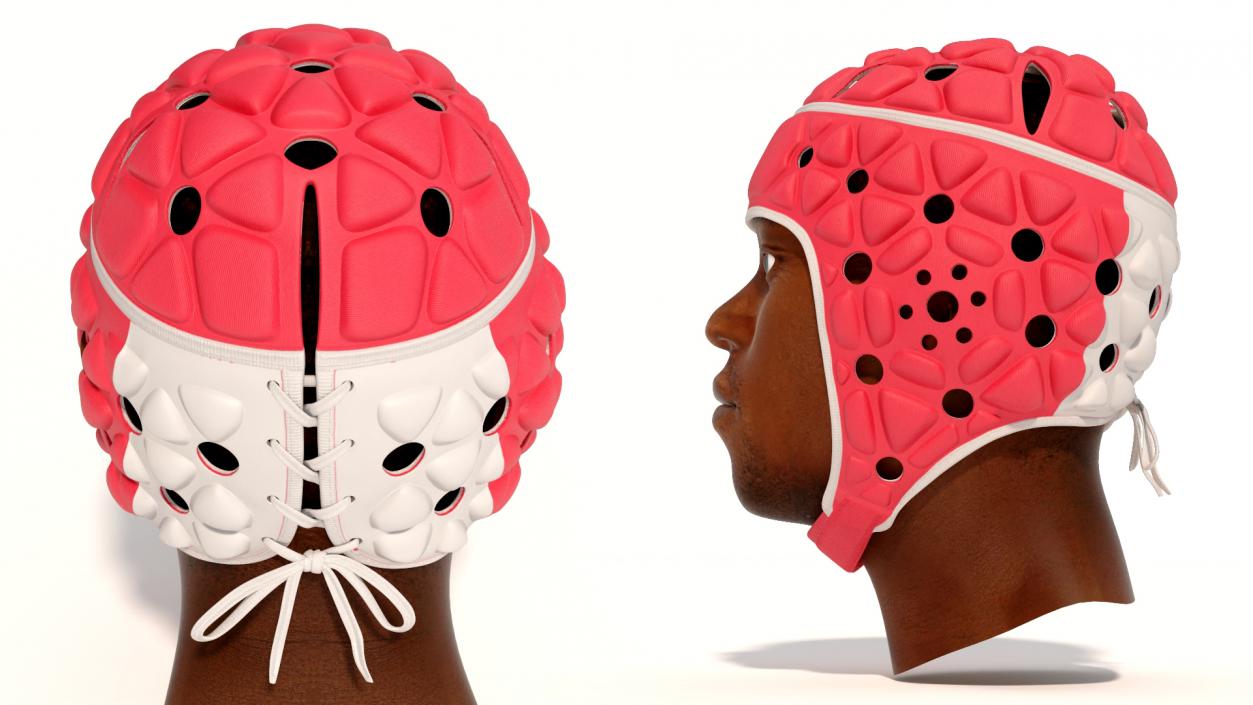 3D Rugby Helmet on African American Man Head