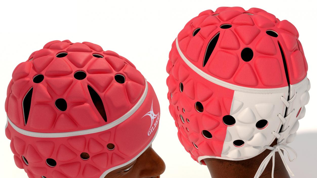 3D Rugby Helmet on African American Man Head