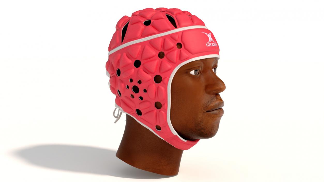 3D Rugby Helmet on African American Man Head