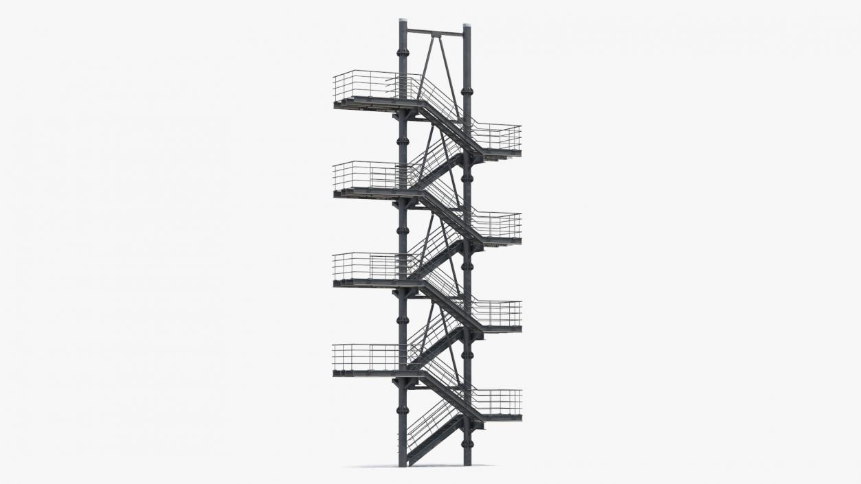 Modular Fire Escape Black 2 3D