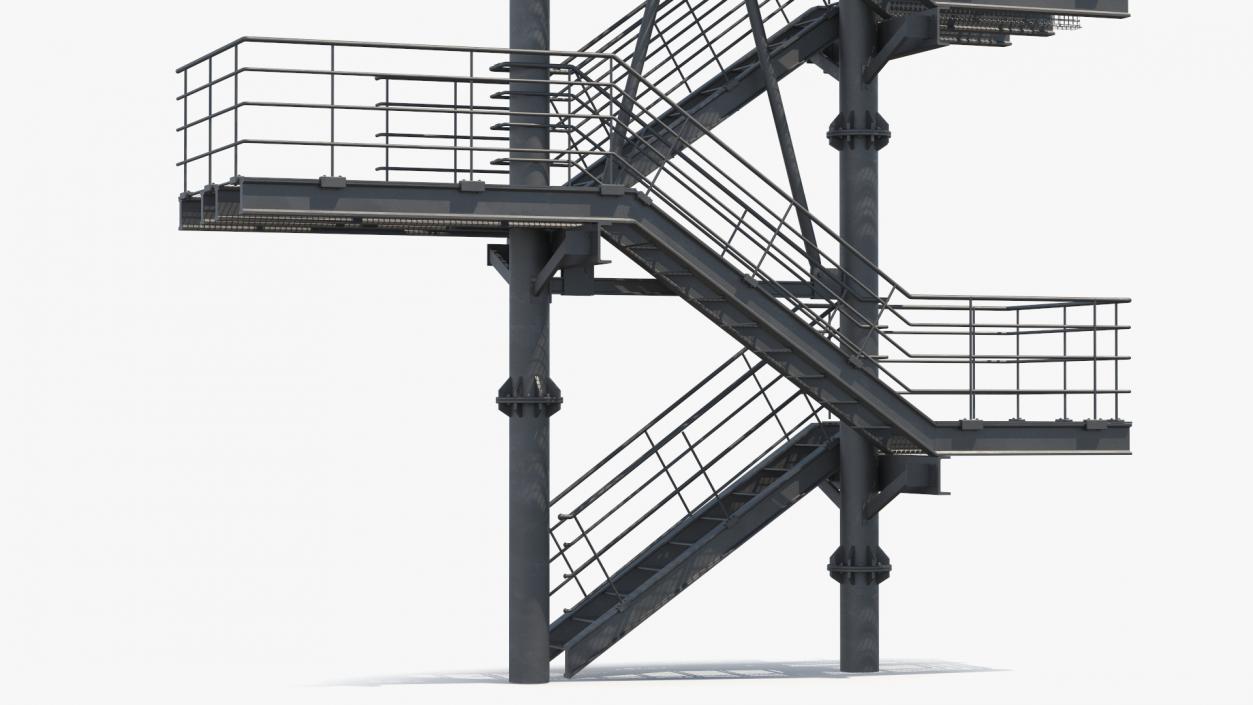 Modular Fire Escape Black 2 3D