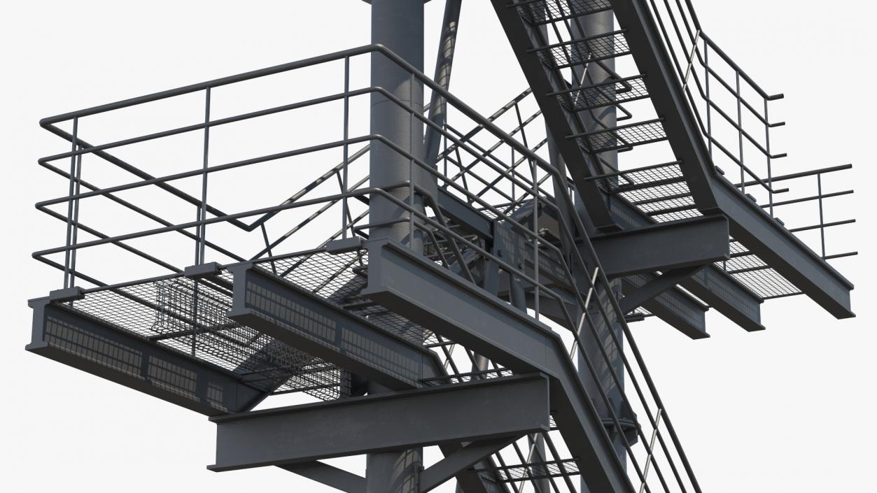 Modular Fire Escape Black 2 3D