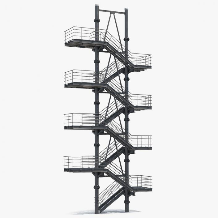 Modular Fire Escape Black 2 3D