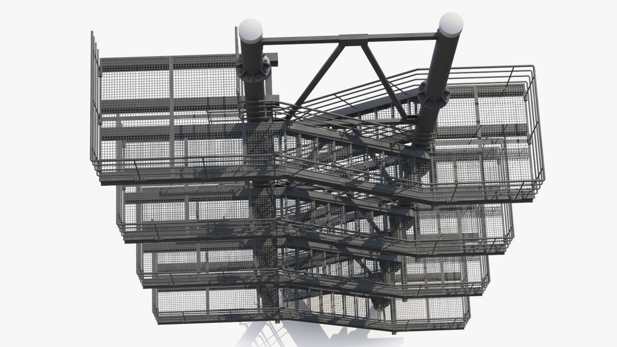 Modular Fire Escape Black 2 3D