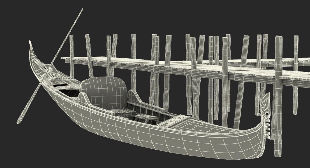 3D Wooden Old Pier with Gondola model