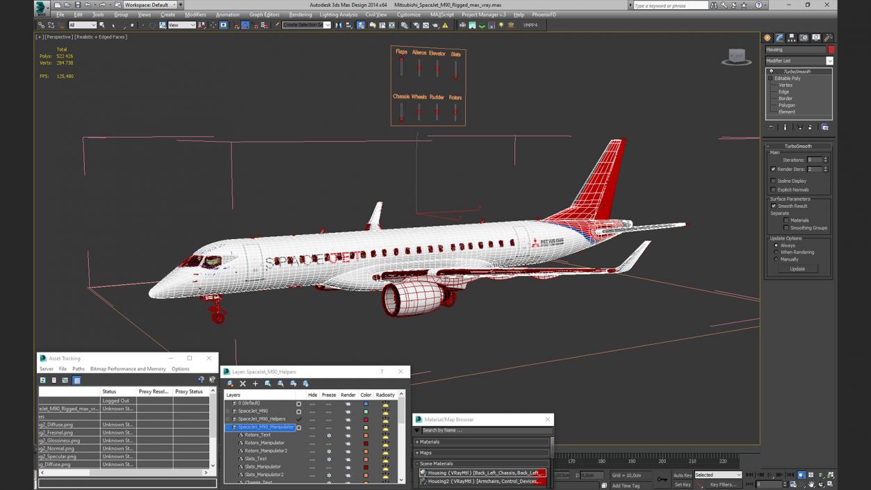 3D model Mitsubishi SpaceJet M90 Rigged