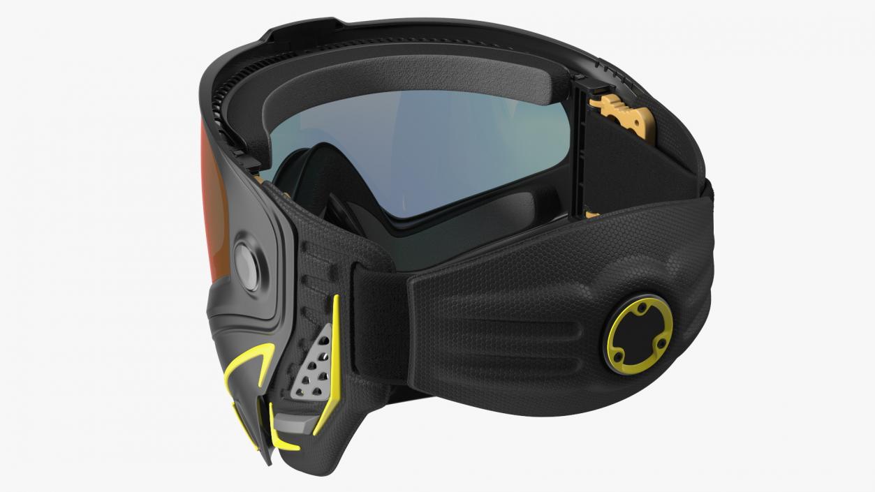 3D Airsoft Paintball Protective Mask Black Yellow