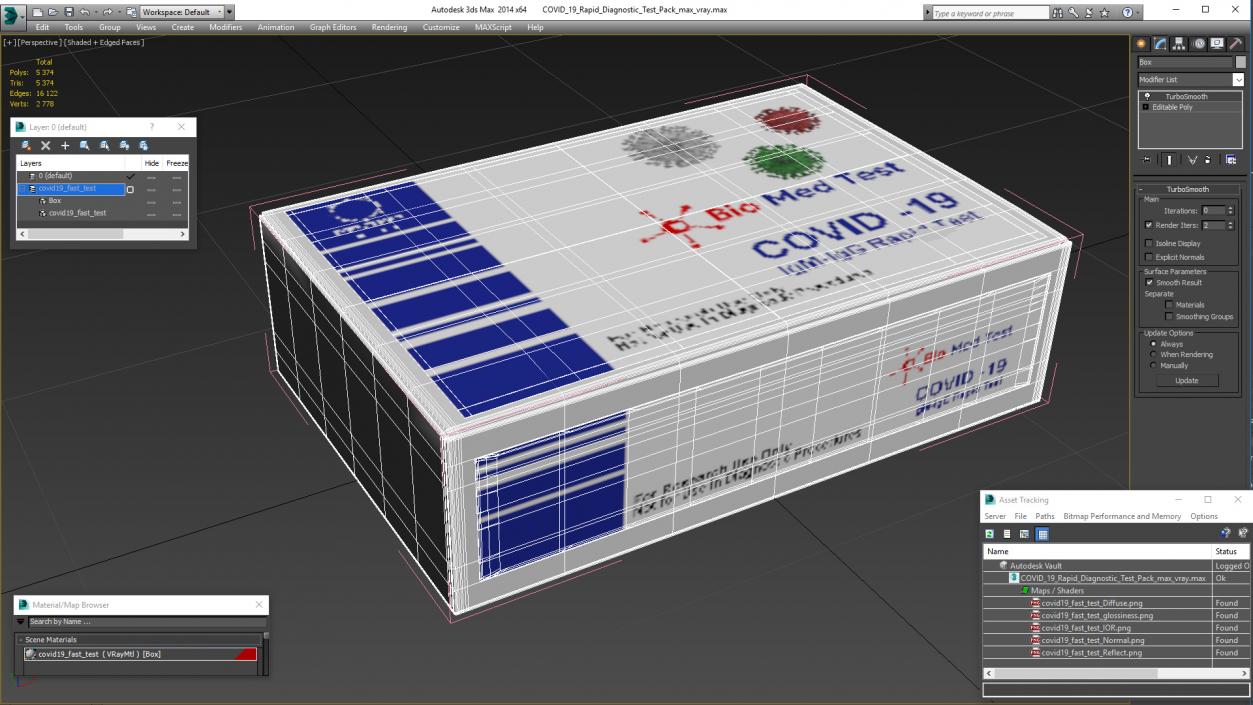 3D model COVID 19 Rapid Diagnostic Test Pack