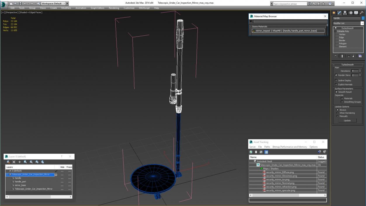 3D Telescopic Under Car Inspection Mirror model