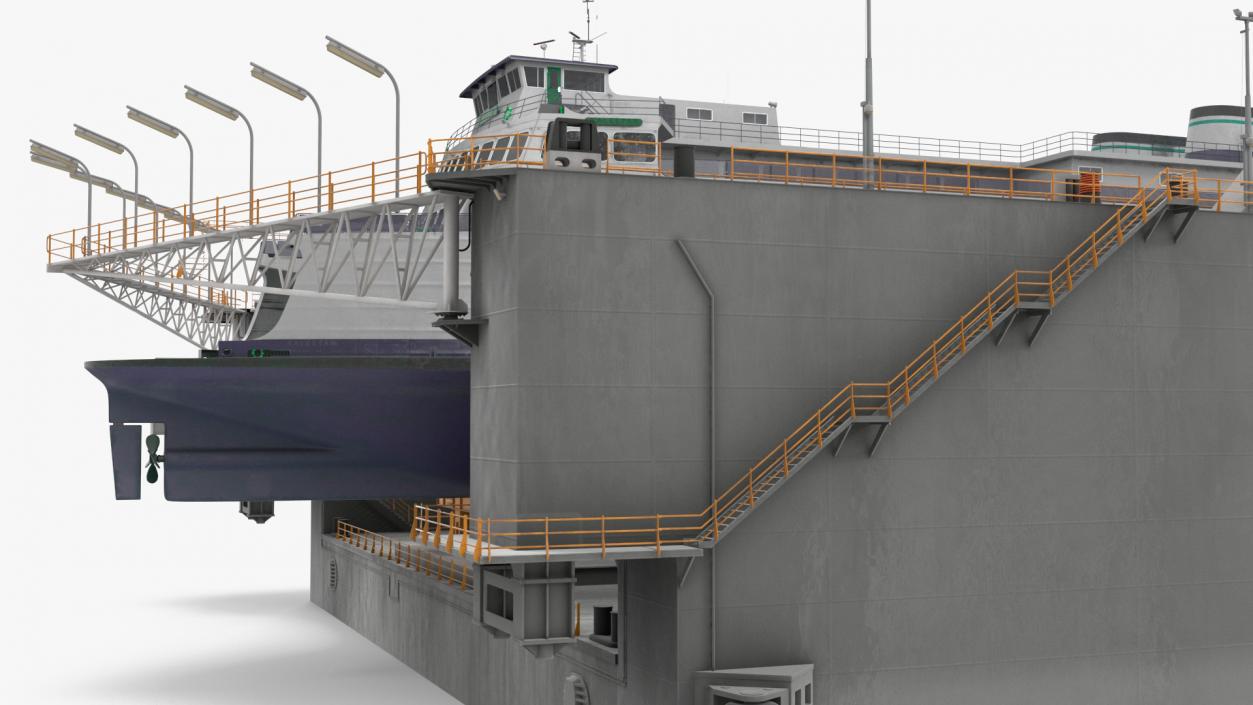 3D model Large Ship in Floating Drydock