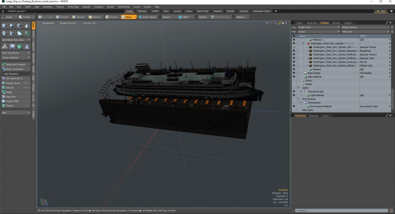 3D model Large Ship in Floating Drydock