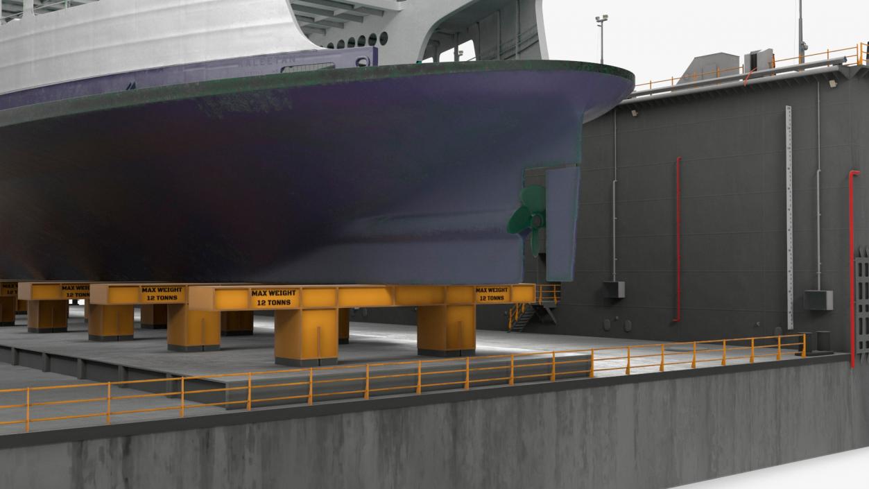 3D model Large Ship in Floating Drydock