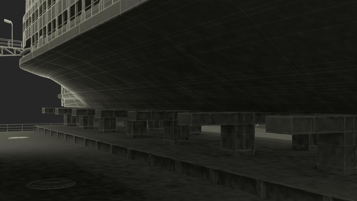 3D model Large Ship in Floating Drydock