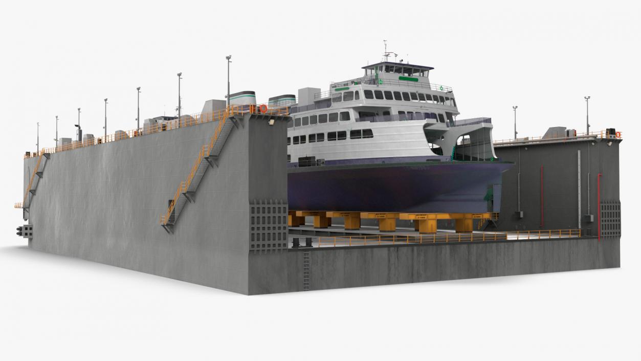 3D model Large Ship in Floating Drydock