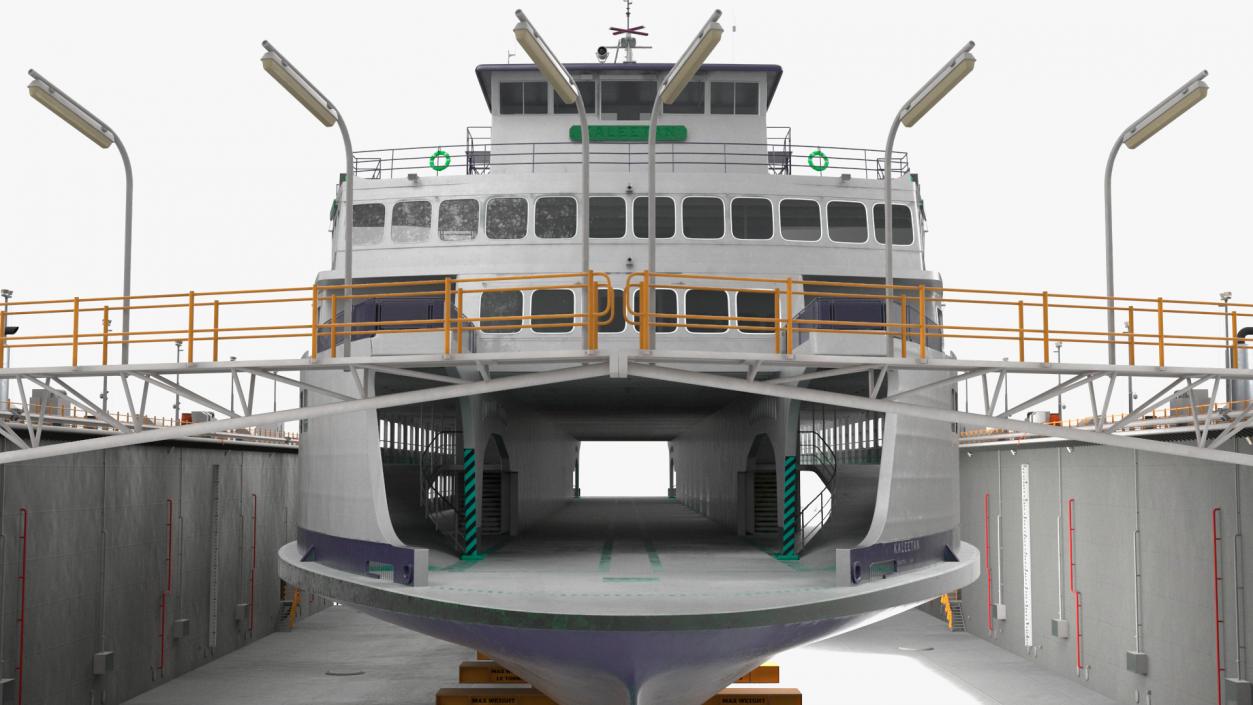 3D model Large Ship in Floating Drydock