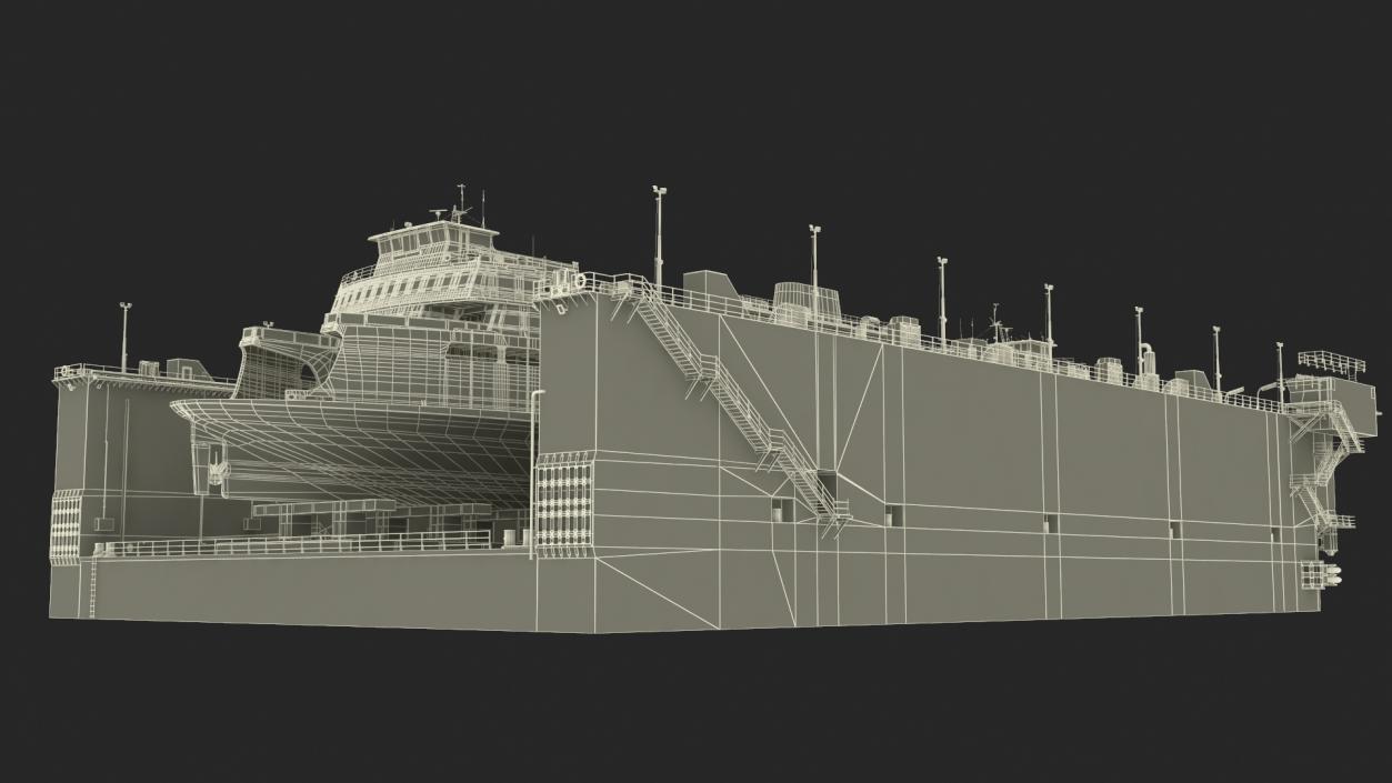 3D model Large Ship in Floating Drydock