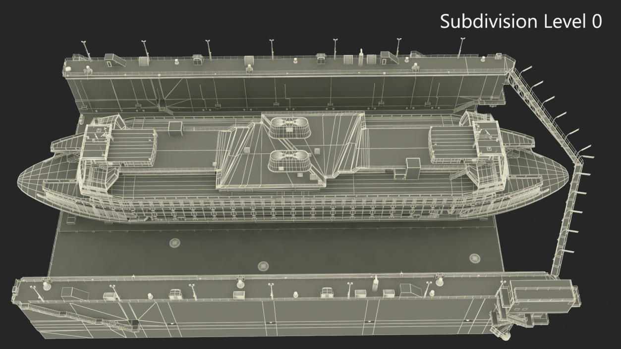 3D model Large Ship in Floating Drydock