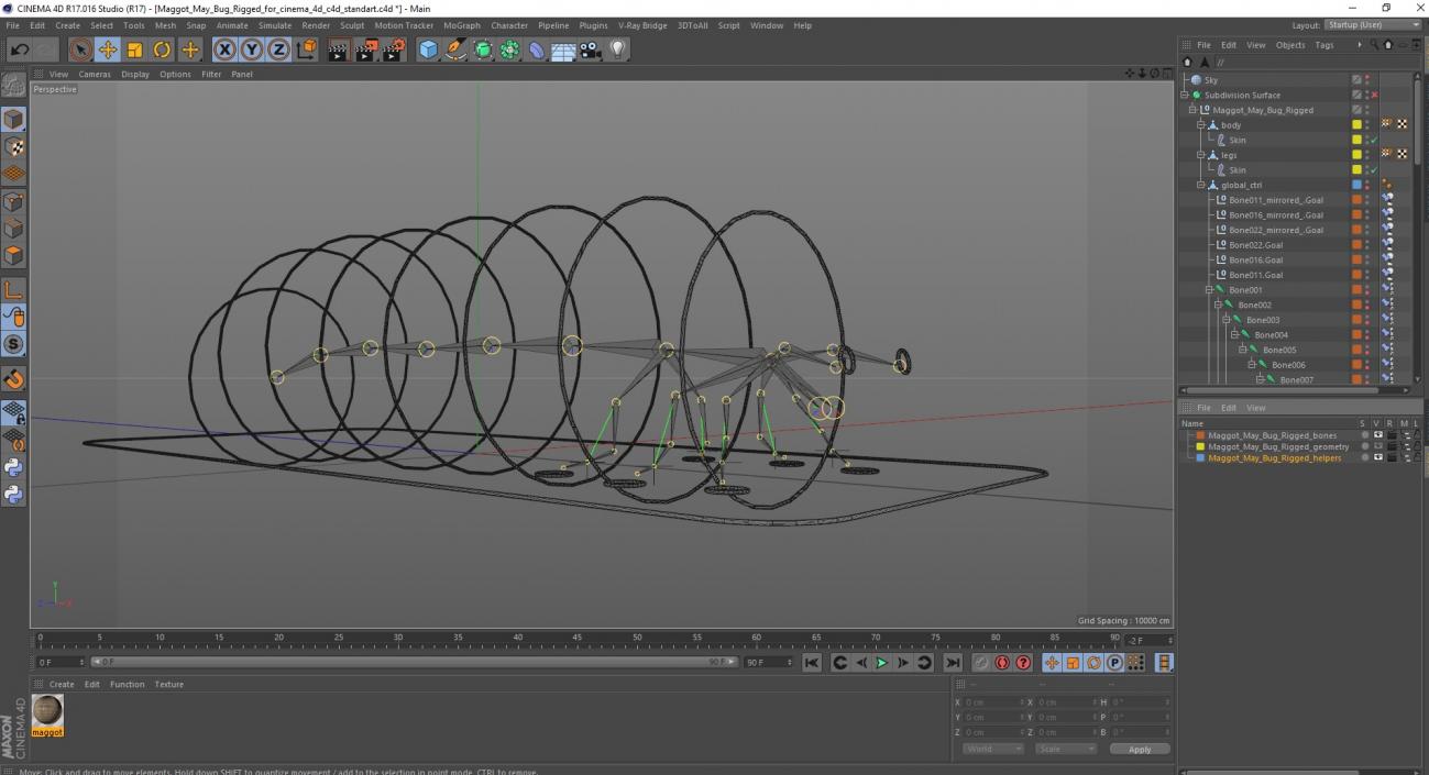 3D model Maggot May Bug Rigged for Cinema 4D