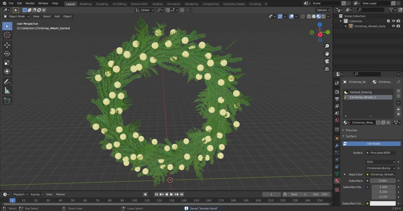 Christmas Wreath Garland 3D model