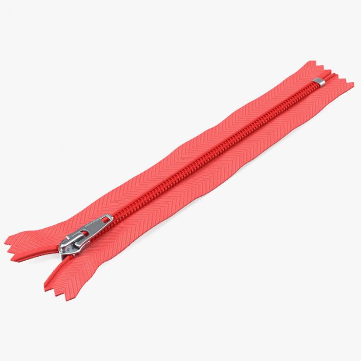 3D Closed End One Side Nylon Coil Zipper Red