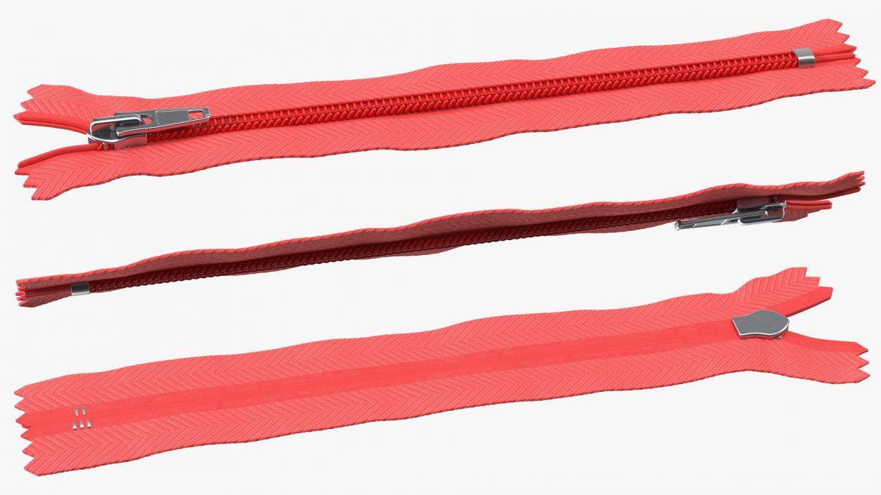 3D Closed End One Side Nylon Coil Zipper Red