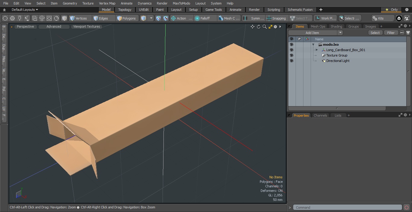 3D Long Cardboard Box model