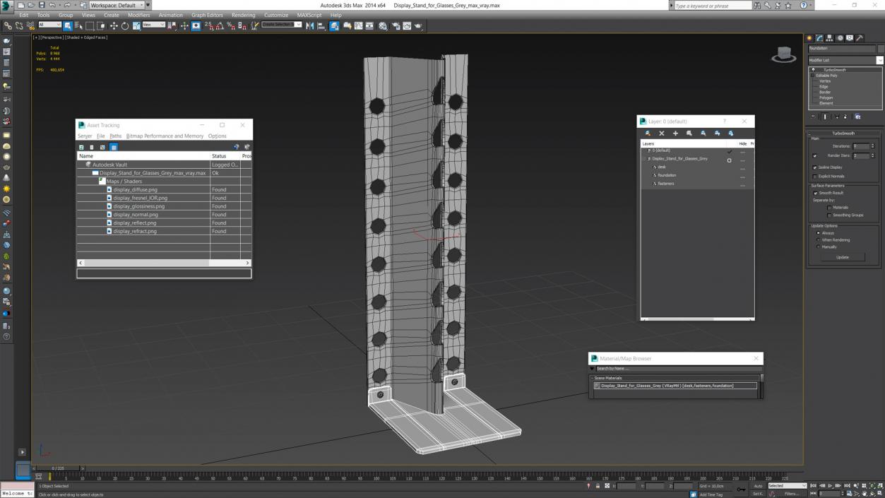 3D model Display Stand for Glasses Grey