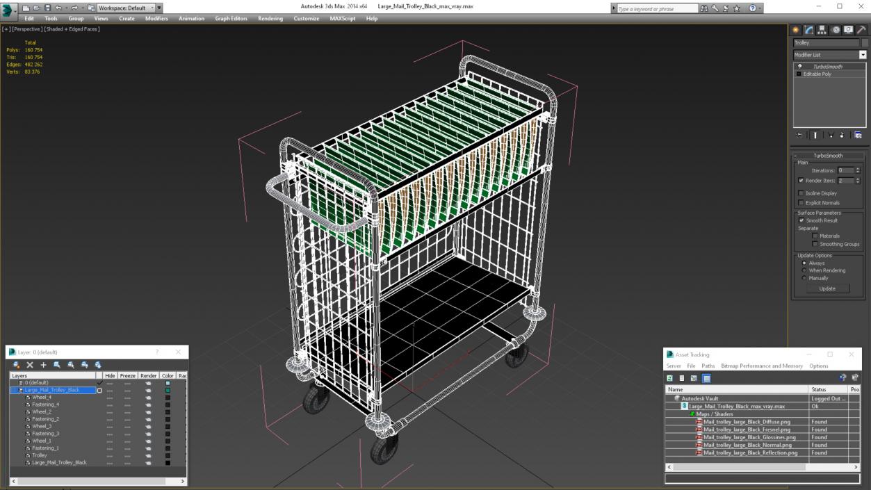 Large Mail Trolley Black 3D model