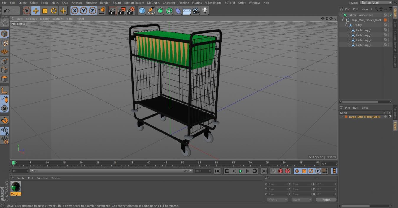 Large Mail Trolley Black 3D model