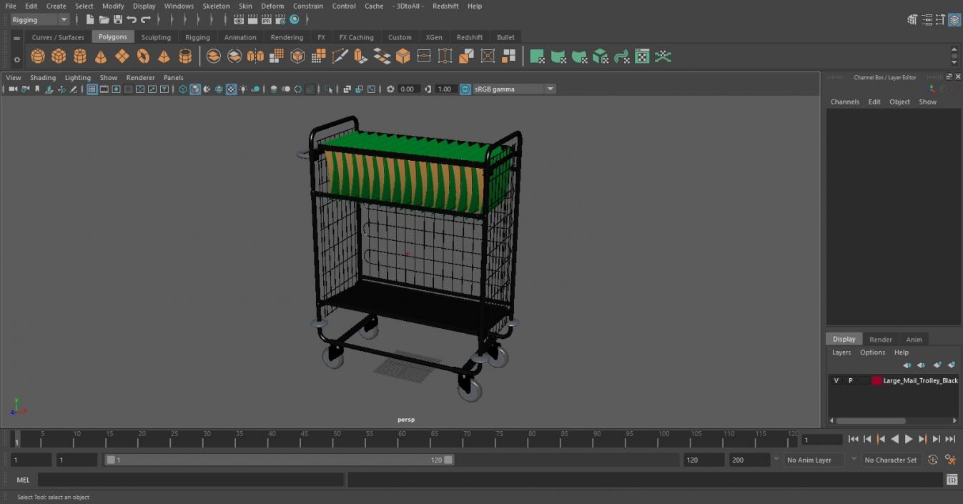 Large Mail Trolley Black 3D model