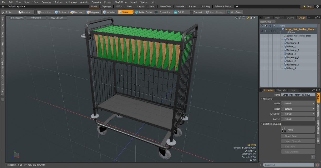 Large Mail Trolley Black 3D model