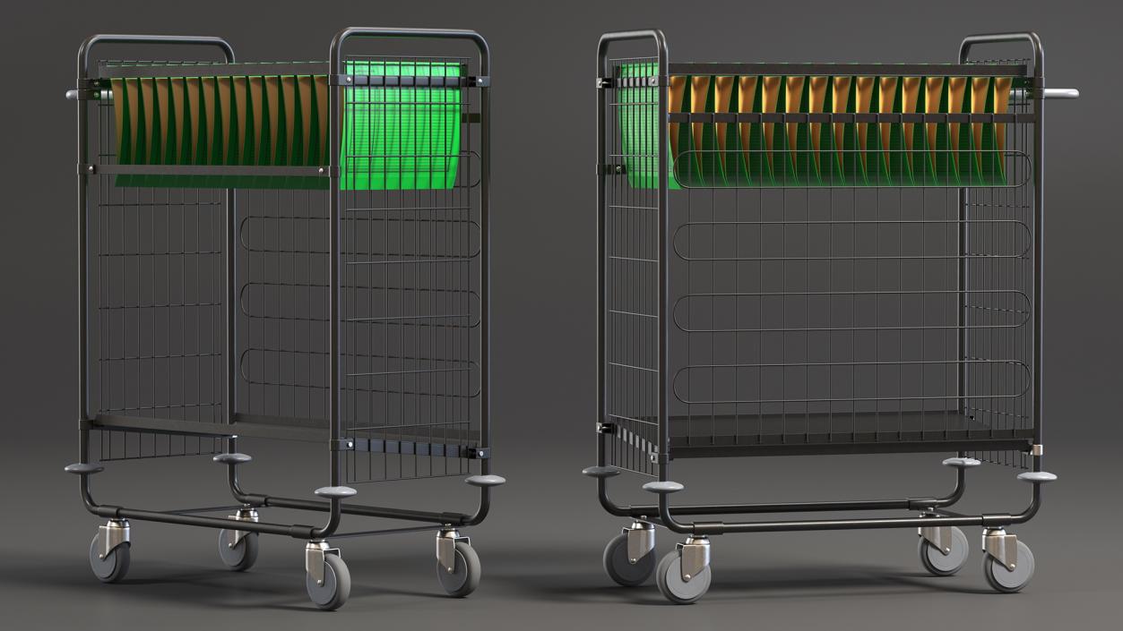 Large Mail Trolley Black 3D model